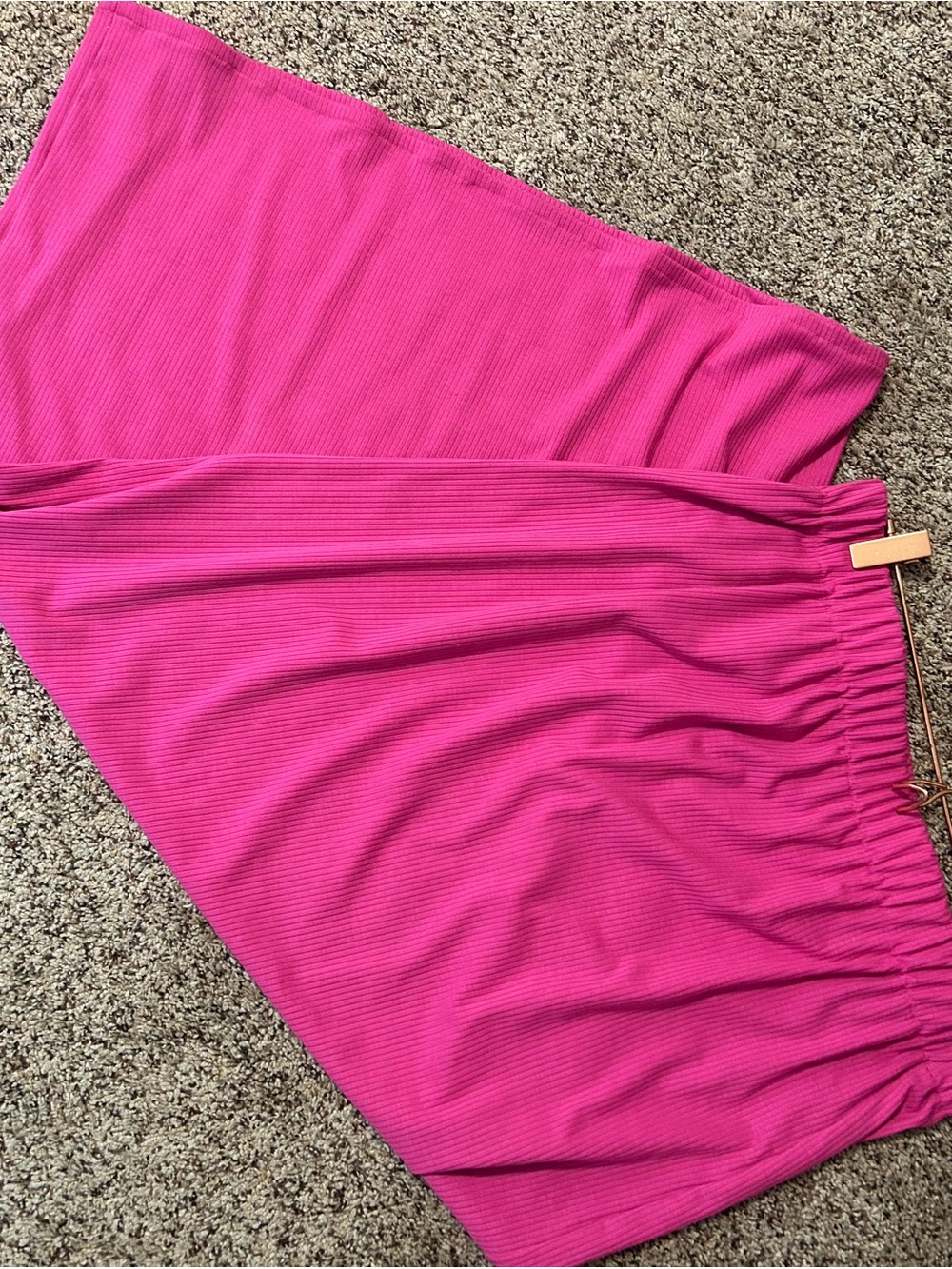 Women's Ribbed Maxi Skirt in Hot Pink